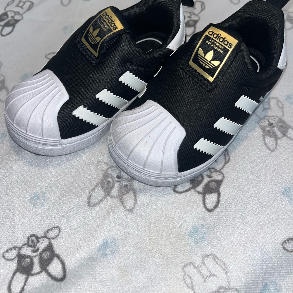 Adidas Kids Black and White Shoes